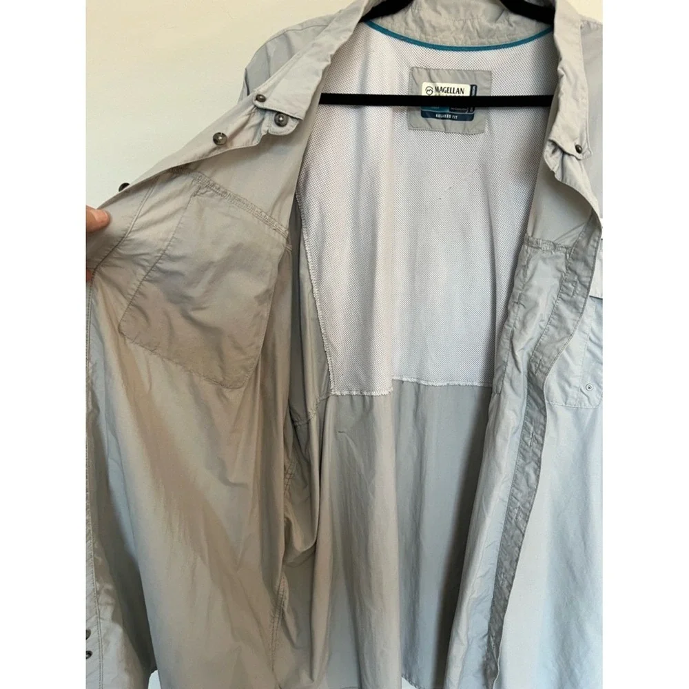 Magellan Men's Light Gray Short-Sleeve‎ Button-Up Shirt Laguna Madre Size 4X